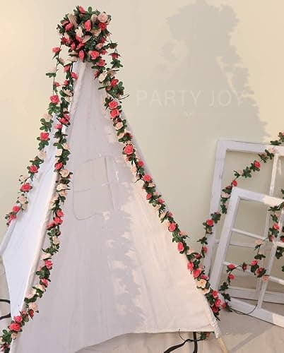 8pcs 65.6Ft Flower Garland,PARTY JOY Fake Rose Vine Artificial Flowers Hanging Rose Ivy Garland for Room Wall Decor Hanging Baskets Wedding Arch Garden Background Decor (Pink-8PCS) thumbnail 6