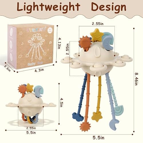TYRY.HU Silicone Baby Sensory Montessori Toys,Silicone Pull String Fidget Toys for Babies 18 Months+, Travel Toy for Plane, Car, and Stroller, Early Educational Fine Motor Skills Toy for Toddlers thumbnail 2