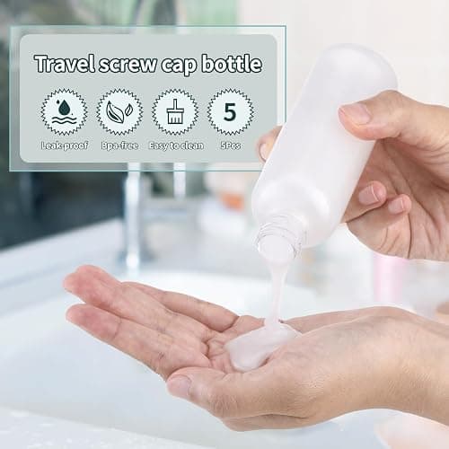 Tekson Plastic Travel Bottles 3.4 oz, Travel Size Containers for Shampoo, Empty Mouthwash Bottles with Black Screw Cap (100ml, Clear) thumbnail 3