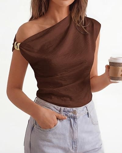 BTFBM Spring Tops for Women Trendy Sleeveless Ruched Going Out Top Solid Tank Blouses Basic T Shirts Fashion Clothing thumbnail 3