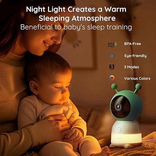 BOIFUN 2K Baby Monitor WiFi, Telecamera 360° con Luci Notturne e Display LCD 5" 3MP, Controllo da App e Monitor, Auto Tracking, Rilevamento Movimento e Suono IA thumbnail 2