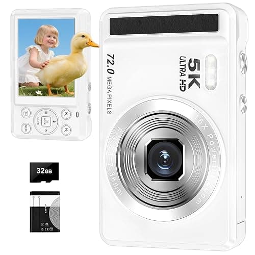Digital Camera - 5K 72MP Vlogging Camera with 16X Zoom for Kids' Gifts - Autofocus Point and Shoot Digital Cameras for Photography - UHD 2.8'' Screen Compact Portable Camara with 32GB SD Card - Image 1