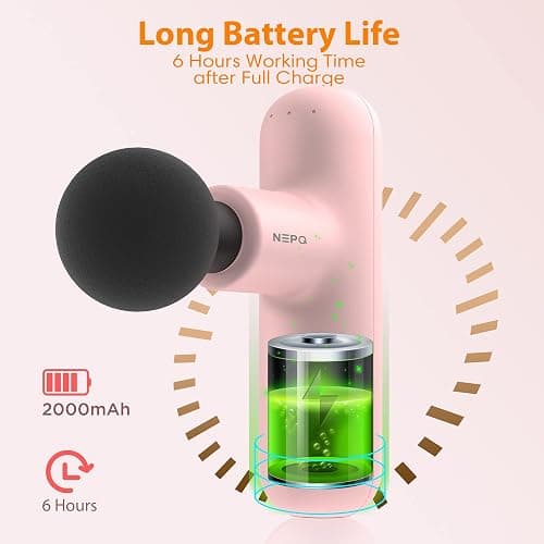 NEPQ Mini Massage Gun, SK6 Fascial Gun Portable Deep Tissue Percussion Muscle Back Head Massager for Pain Relief with 4 Massage Heads 4 Speed High-Intensity Vibration Rechargeable (Pink) thumbnail 6