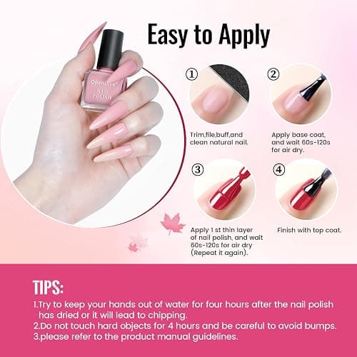 OpenLive 12 PCS Nail Polish Set With 10 Colour Combo, 2 PCS Base And Top Coat,Fast Drying Nail Polish For Home DIY And Beginners. thumbnail 7