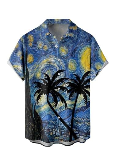 WRITKC Hawaiian Shirts for Men Loose Short Sleeve Mens Beach Shirts Resort Casual Shirts - Image 1