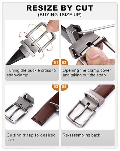 BULLIANT Men's Belt,Reversible Belt Adjustable For Gift Men 1.25”-Cut For Fit-2 Sides in 1 Belt(Not 2) thumbnail 3