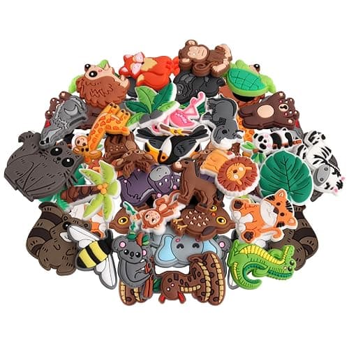 mortd Jungle Animals Shoe Decoration Charms, 30PCS Jungle Safari Animals Monkey Lion Tiger Zebra Elephant Shoe Charms for Shoe Wristband, PVC Shoe Charm Accessories for Party Favors Birthday Gifts, thumbnail 6