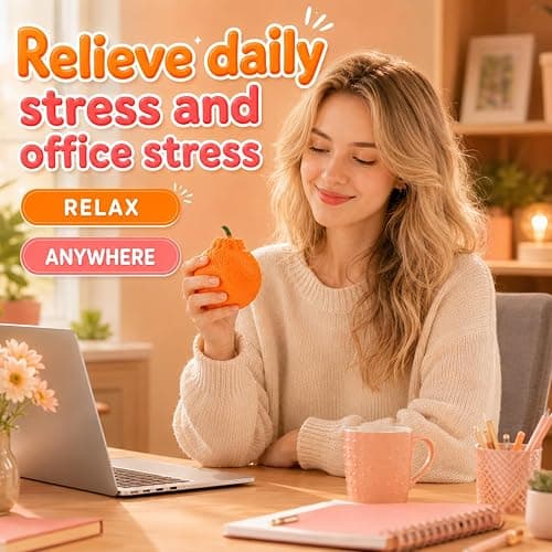 Tangerine Squishy, Fast Rising Stress Relief Fruit, Realistic Fruit Fidget Hand Toy for Anxiety & Sensory Needs, Classroom Rewards & Calming Toys for Teens Adults (Tangerine) thumbnail 7