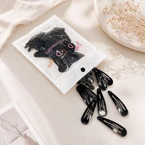 40 Pack Black 2 Inch Barrettes Women Metal Snap Hair Clips Accessories thumbnail 2