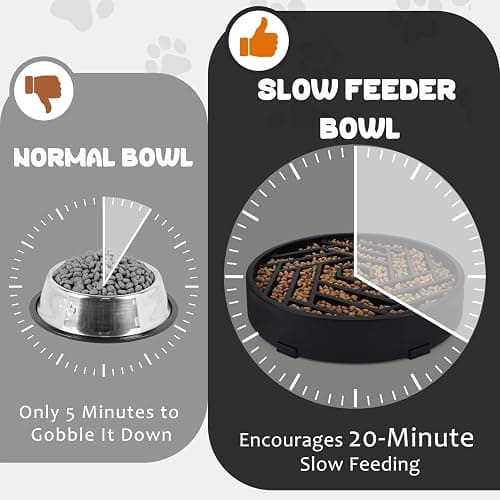 WHIPPY Slow Feeder Dog Bowl, Puzzle Maze Design to Slow Down Eating, 3-Cup Capacity, Anti-Gulping Food Bowl for Medium & Large Dogs,Black thumbnail 4