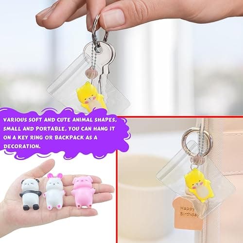Luckana 12 Pcs Mini Animal Tabas Squishies Fidget Toy with Bell,Cute Stress Relief Squeeze Toys Party Favor Keychain Set Gift,Random Style thumbnail 4