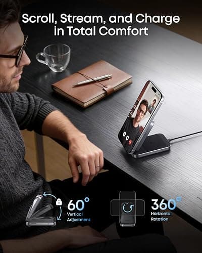 Anker Prime 3-in-1 Wireless Charging Station, MagSafe Charger Stand Compatible, Qi2.2 25W Certified Palm-Sized Foldable Charger for iPhone 17/16, Apple Watch, AirPods (Non-Battery, Adapter Included) thumbnail 5