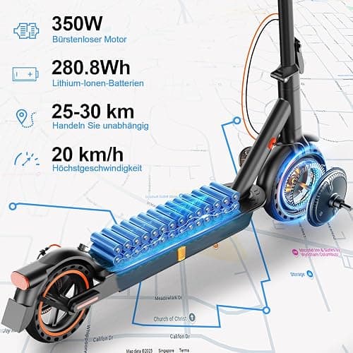 TODIMART E Scooter mit Straßenzulassung T-Serie, 30 km Reichweite, 350W Motor, 8,5 Zoll Wabenreifen, Duales Bremssystem E Roller für Erwachsene thumbnail 2