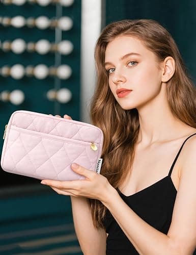 Noozion Makeup Bag Travel Toiletry Bag, Puffy Padded Cosmetic Bag for Women, Makeup Organizer Case, Wide-open Pouch Purse, Travel Essentials thumbnail 2