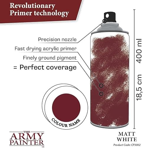 The Army Painter, Colour Primer Matt White, 400 ml acrylic spray | Spray Paint Basecoat for Miniature Model Undercoat Priming, Plastic Wargames, DnD & Warhammer thumbnail 4