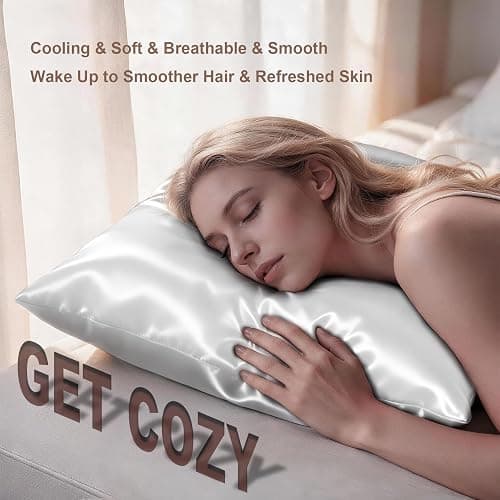 LYSHIN White Silk Pillow Cases Standard Size with Hidden Zipper | 19 Momme Mulberry Silk Pillowcase for Skin and Hair, Anti-Acne, Hypoallergenic, Cooling, Beauty Sleep, Gifts for Women thumbnail 6
