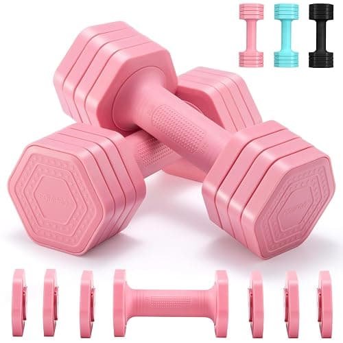 EQUIPRO Adjustable Dumbbell Set, 4 in 1 Free Weights Dumbbells Set for Women, Weights for Women at Home, 2lb 3lb 4lb 5lb with TPU Soft Rubber Handle for Home Gym Exercise Training - Image 1