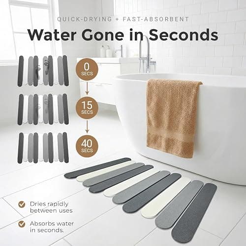 CosyVine Foldable Stone Bath Mats for Bathroom, Super Absorbent Diatomaceous Earth Bath Mats, Quick Drying Non Slip Mat, 23.6 x 15.5 Inch Folding Grey Bath Stone Mat, Easy Storage and Compact thumbnail 2
