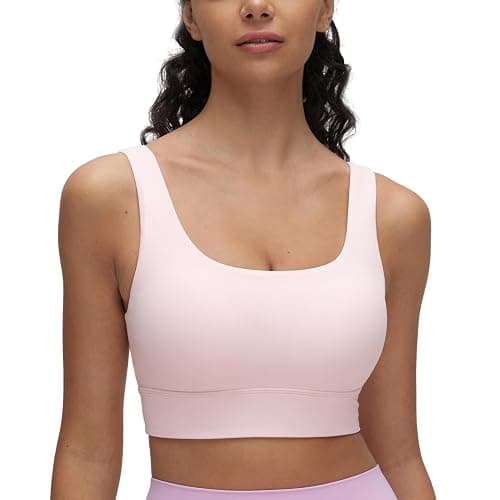 CRZ YOGA Butterluxe U Back Longline Sports Bras for Women - Scoop Neck Padded Yoga Workout Crop Top with Built in Pads - Image 1