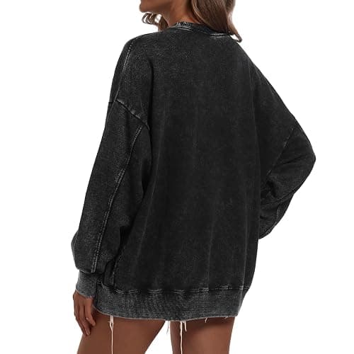 BINTEHGS Oversized Sweatshirt for Women Loose Fit Cotton Pullover Vintage Crew Neck Sweatshirts with Pocket Long Sleeve Shirt thumbnail 4