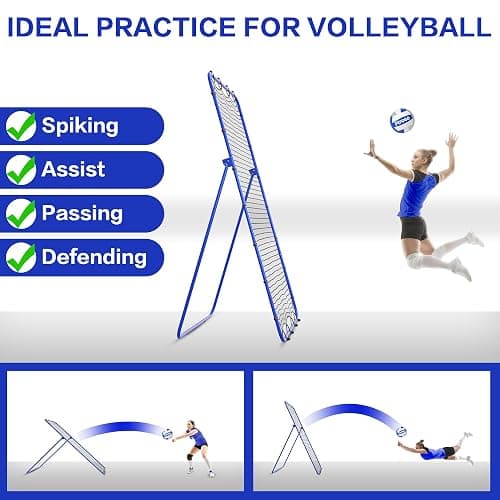PLYOGO Volleyball Rebounder Net, 4×7FT Bounce Back Practice Net with 5 Adjustable Angles, Indoor Outdoor Easy-Set Up Training Equipment for Improving Spiking Skills, Carrying Bag & PU Volleyball thumbnail 3