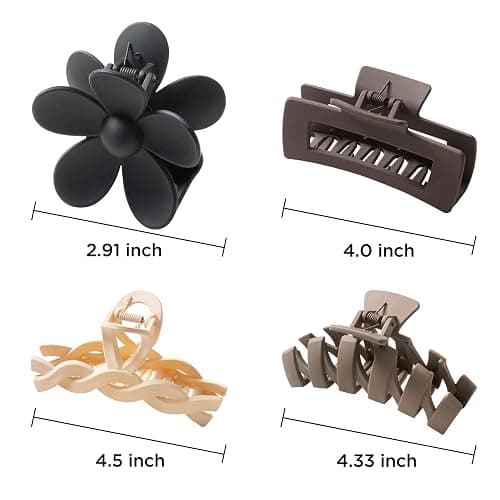 Sunolga 8PCS Hair Clips for Women, Flower Claw Clips for Thick Hair, Non-Slip Hair Accessories - 4 Styles, Neutral Colors Hair Clips and Variety Pack, Ideal for Girls thumbnail 2