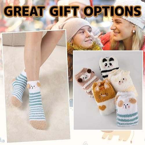 COOPLUS Fuzzy Socks for Women Warm Fluffy Cozy Winter Soft Home Slipper Socks (5 Pairs) thumbnail 6