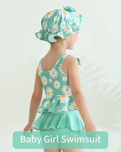 Mioglrie Baby Infant Swimsuit Girl Toddler Bathing Suit Girl Summer Beach Bikini Tankini Swimwear Hat 3-24 Months 2t-5t thumbnail 3