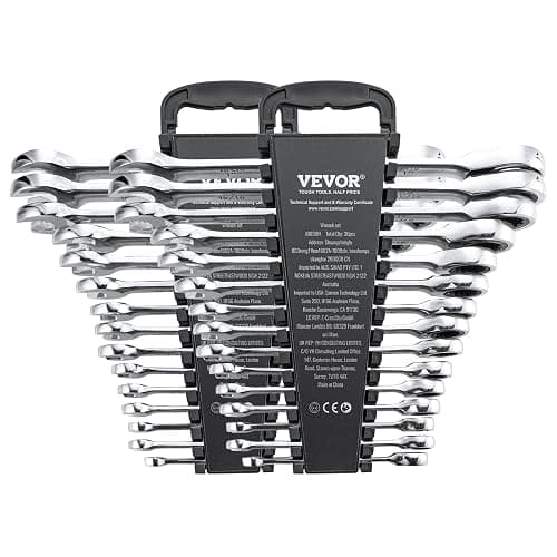 VEVOR Combination Wrench Set, 30-Piece Ratcheting Wrench Set with Organizer Rack, Cr-V Steel Wrench Set SAE 1/4" to 1", Metric 8 mm to 24 mm, Ideal for General Household, Garage, Workshop, Emergency thumbnail 9