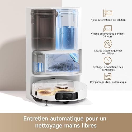 DREAME L10s Ultra Gen 2 Robot Aspirateur Laveur 10 000 Pa, Technologie MopExtend RoboSwing, Base Entièrement Automatique, Mode Animaux, 32 réglages de niveau d'eau, Système de lavage des sols DuoScrub thumbnail 4