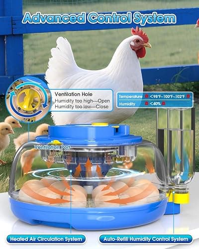 Incubators for Hatching Eggs,18 Egg Incubator with Automatic Egg Turning and Humidity Control,Egg Candler,Air Vent,360° Viewing for Chicken,Duck Eggs,Ideal for Farm,Classroom,Home Use thumbnail 4