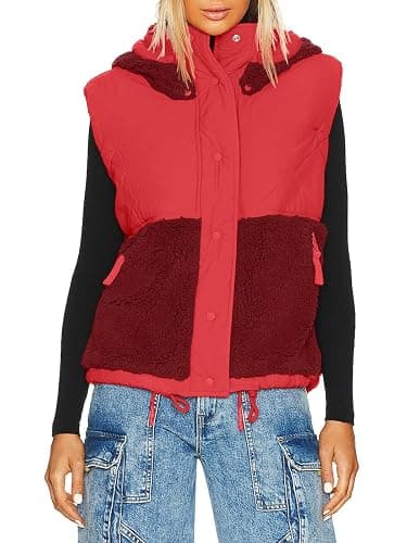 Imily Bela Womens Winter Sherpa Fleece Vest Stand Collar Button Down Sleeveless Jacket Casual Hooded Coat Outerwear thumbnail 4
