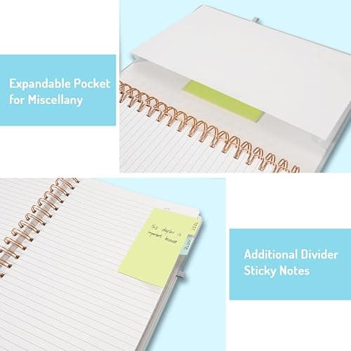 Forvencer Lined Spiral Journal Notebook with 300 Numbered Pages, B5 College Ruled Thick Journals for Writing with 100GSM Paper, Hardcover Notebooks with Contents for Work, School, Women, Men, Grey - Grey - B5 thumbnail 6