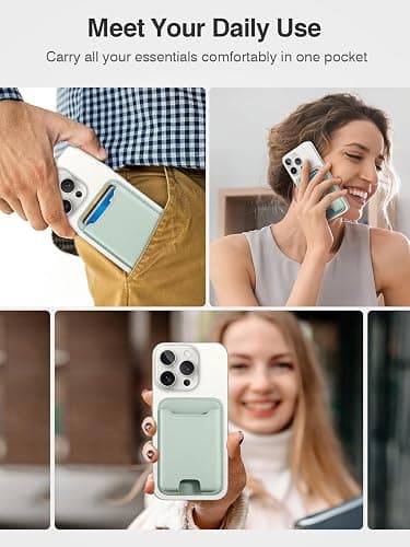 TopMade for MagSafe Wallet, Strongest Magnetic Phone Wallet, 4 Cards Holder | Magnetic Card Holder for iPhone 17/16/15/14/13/12 Series, RFID Blocking, Vegan Leather, Ideal for Daily Use & Travel, Green thumbnail 6