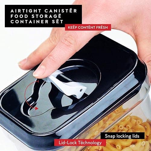 DWËLLZA KITCHEN Airtight Food Storage Containers with Lids – 6 Piece Set Air Tight Kitchen Storage Containers for Pantry Organization and Storage - Clear Plastic BPA-Free - Keeps Food Fresh & Dry thumbnail 8