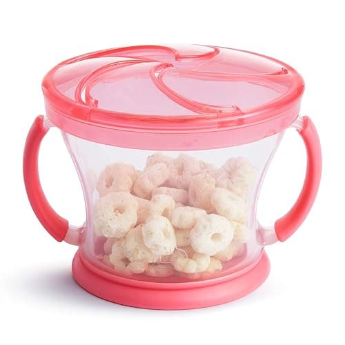 Munchkin Snack Catcher Toddler Snack Cups, No Spill, 2 Pack, Pink/Purple thumbnail 3
