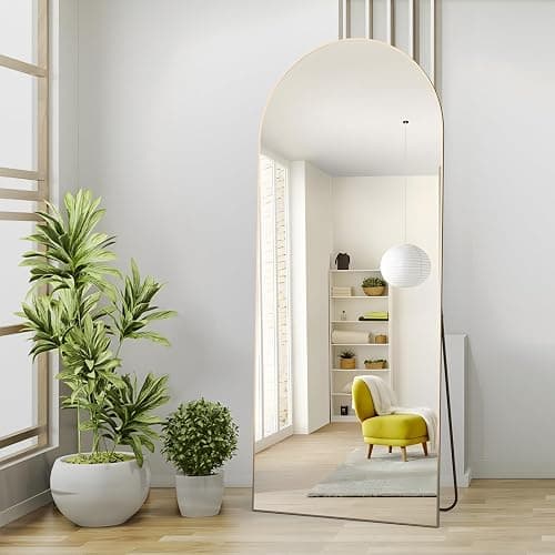 CASSILANDO Ganzkörperspiegel, 165X60cm Gewölbter Spiegel, Bodenspiegel mit Ständer, hängend oder lehnend an die Wand, stehender Spiegel für Schlafzimmer Garderobe (Gold) thumbnail 4