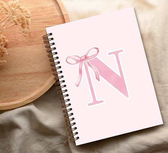 foedor Pink Bow Journal Notebook for Girls,Initial N Journals Personalized Diary Gifts for Teen Girl Kids,Monogrammed Gifts for Women,Trendy Coquette Cute Hardcover Spiral Notebook 5.5 x 8.3 thumbnail 5