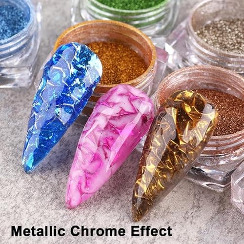 Metallic Mirror Chrome Nail Powder Set, 23 Colors Magic Mirror Y2K Gold Silver Decorations Rubbing Nail Art Glitter Pigment Flakes Manicure Accessories (23pcs Chrome Powder) thumbnail 3