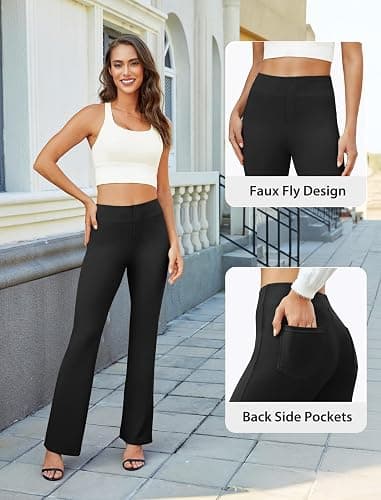 DLOODA Womens Bootcut Dress Pants Business Casual Work Pants with Pockets High Waist Stretchy Trousers Pull On Office Slacks thumbnail 4