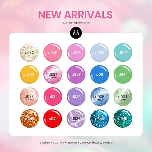 Beetles Gel Nail Polish Set, 24 Pcs 20 Colors Rainbow Pastel Neon Cat Eye Pink Purple Glitter Red Green Gel Nail Polish Kit Soak Off UV with Base Coat Top Coat Gift for Women Dreamy Wonderland thumbnail 2