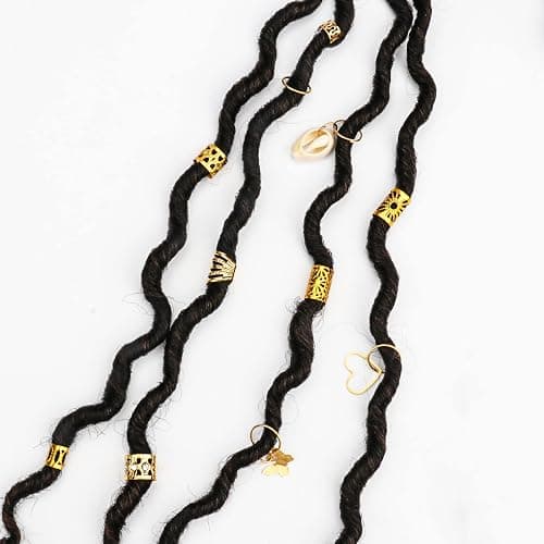 202 Pcs Jewelry for Women Braids, Locs Dreadlocks Beads Braid Rings/Cuffs Shells Heart Butterfly Hair Pendants/Clips for Dreadlock Accessories (Gold) thumbnail 6