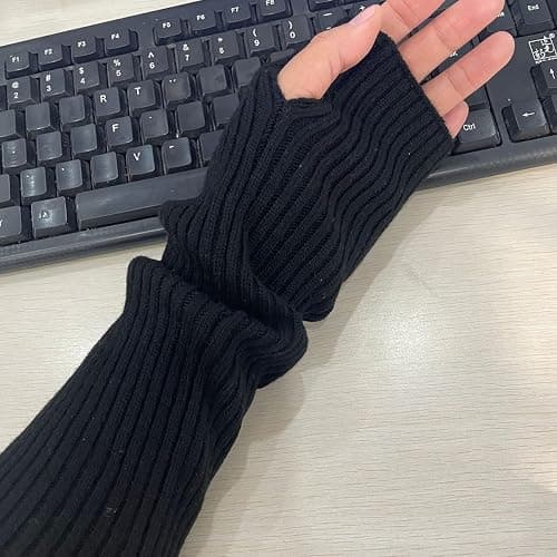 VTTDB Arm covers cute women kawaii japanese harajuku Y2k Arm Warmer for Girls Goth Gloves Fingerless Knitted Arm Sleeve thumbnail 7