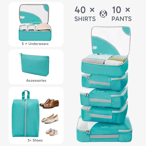 OlarHike 10 Set Packing Cubes for Travel,Gifts for Women Mom,Anti-Tearing Suitcase Organizer,with Over 1000 pcs Mesh Holes,Vacation Essentials & Accessories for Cruise Ship thumbnail 4