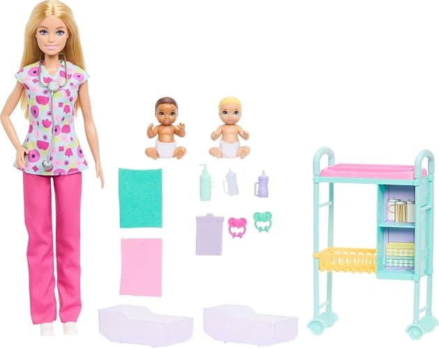 Barbie Careers Baby Doctor Playset with Blonde Fashion Doll, 2 Baby Dolls, Exam Table & Accessories - Image 1
