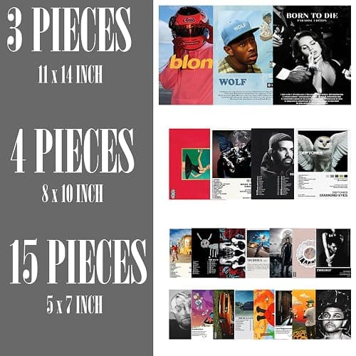 Album Cover Posters, Hip-Hop Rap R&B Room Poster Decor for Bedroom, Living Room, Dorm, Aesthetic Music Wall Collage Kit, Christmas Gifts for Music Lovers (Set of 22) thumbnail 3