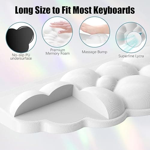 Ergonomic Wrist Rest for Keyboard and Mouse, Soft Memory Foam Cloud Keyboard Stand Pad with Wrist Rest Set with Non-Slip Silicone Base, Easy Typing, Pain Relief, Comfort for Office, Work, Gaming thumbnail 5