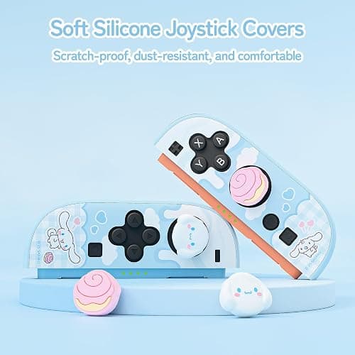 Kuitmor Thumb Grip Caps Compatible with Nintendo Switch 2, Silicone Joystick Grip Caps for Switch 2025, 4pcs, Cute Dog Style, Pink & White thumbnail 3