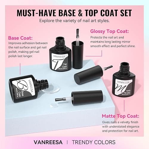 VANREESA 24 PCS Gel Nail Polish Set Spring Summer Colours Pink Blue Green Gel Polish Set Soak Off U V Nail Polish Kit with Base and Top Coat Nail Varnish DIY at Home Gifts for Women thumbnail 5