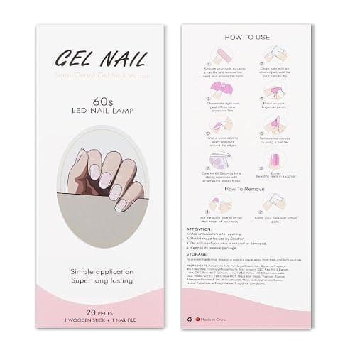 JMEOWIO Gel Nail Stickers Leaves White French Tip Semi Cured Gel Nail Strips Wraps UV/LED Nails Art Design Decoration Accessories thumbnail 7